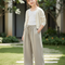 Pantalon En Lin Ample Coton Décontracté Taille Élastique - Kaki