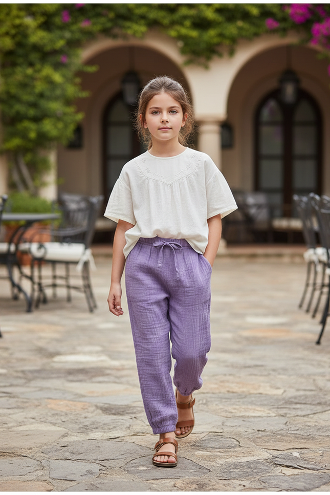 Pantalon En Lin Violet