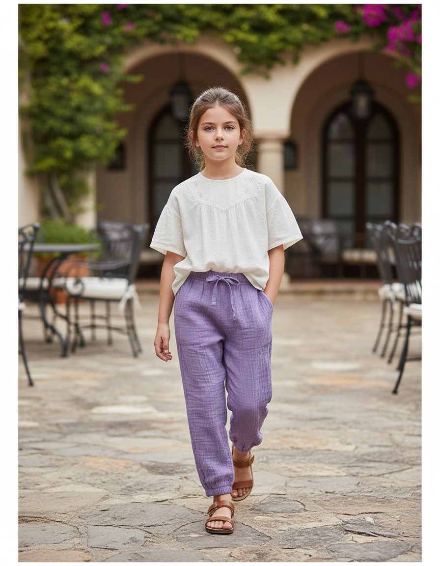Pantalon En Lin Violet