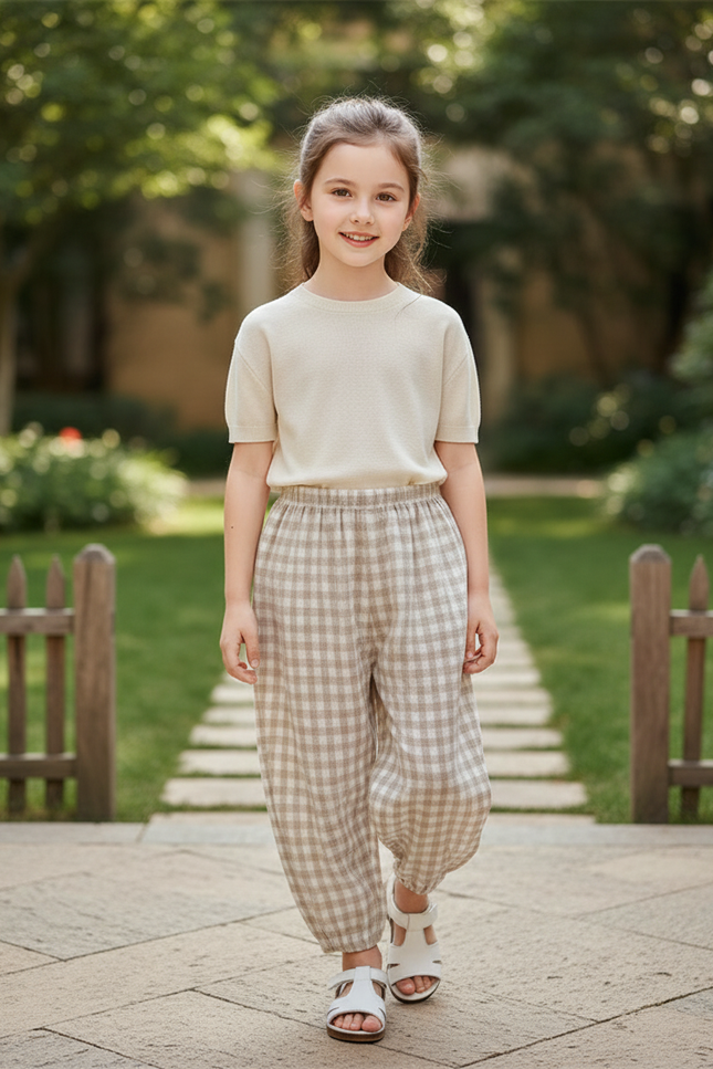 Pantalon Lin Vichy - Imprimé