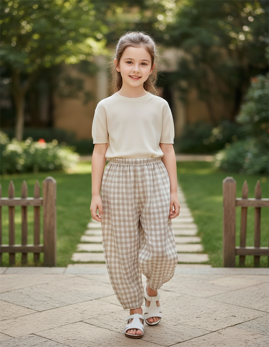 Pantalon Lin Vichy - Imprimé