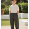 Pantalon En Lin Gris Anthracite Ample Plissé Enfant