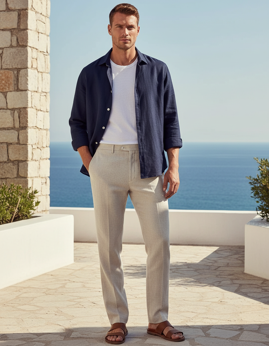Pantalon Tailleur Lin - Beige