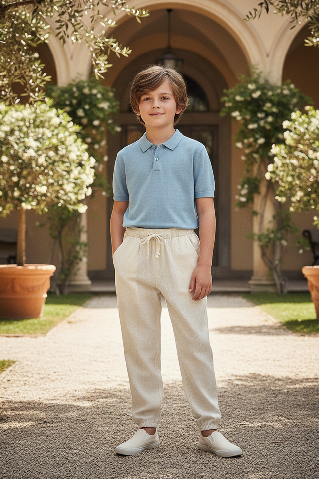 Pantalon Lin Beige Garcon
