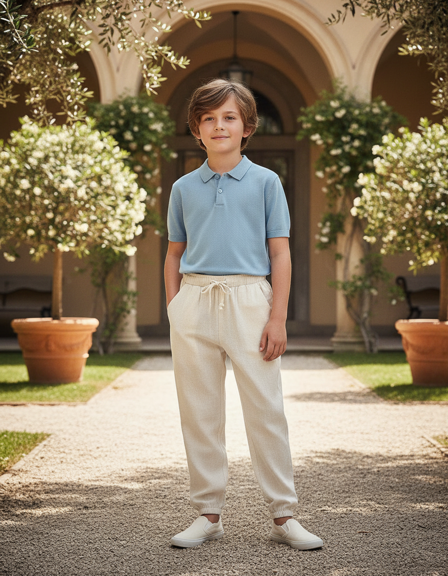 Pantalon Lin Beige Garcon