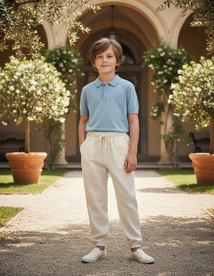Pantalon Lin Beige Garcon