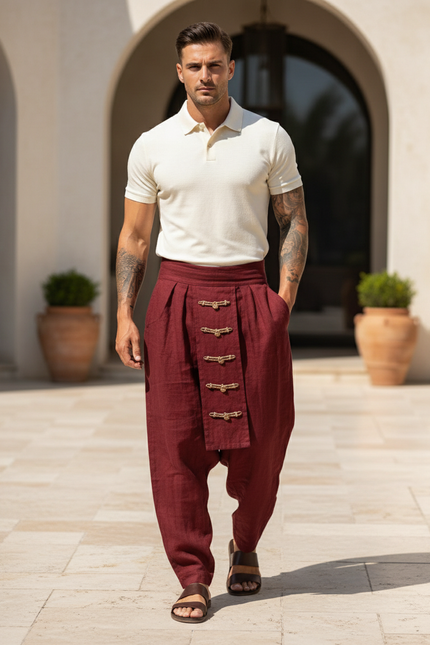 Pantalon Yoga Lin Homme - Bordeaux