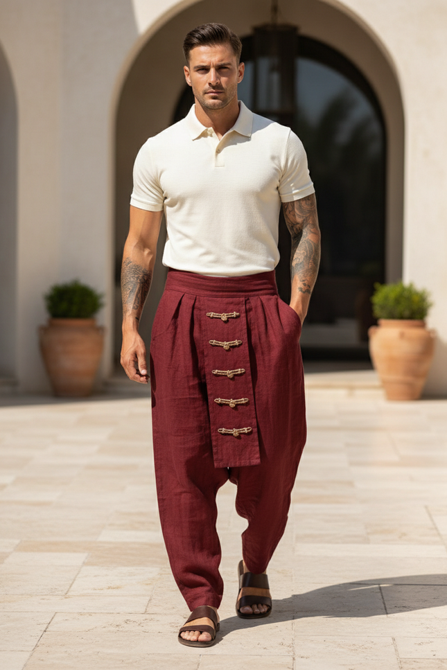 Pantalon Yoga Lin Homme - Bordeaux
