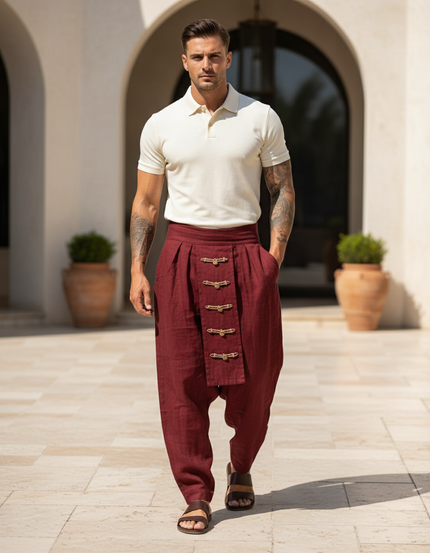 Pantalon Yoga Lin Homme - Bordeaux