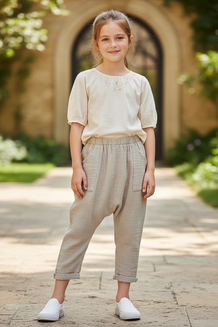 Pantalon Gris En Lin