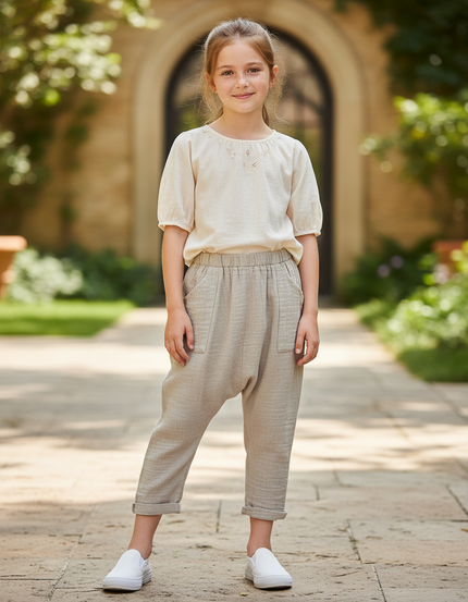 Pantalon Gris En Lin