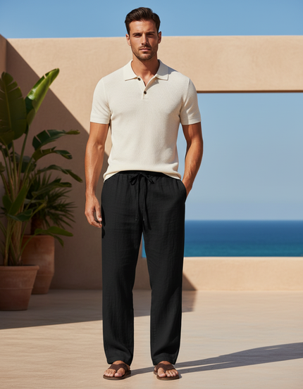 Pantalon En Lin De Qualité - Noir