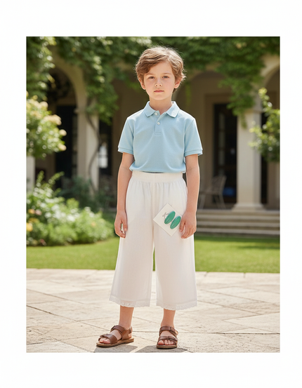 Pantalon En Lin Blanc Ample Décontracté Enfant