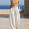 Pantalon En Lin Blanc Ample Fluide Élégan Mode