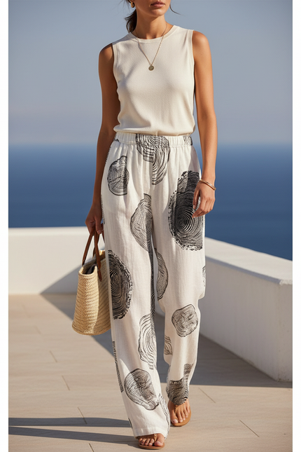 Pantalon Lin Motif - Imprimé