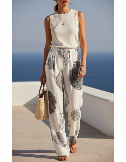 Pantalon Lin Motif - Imprimé