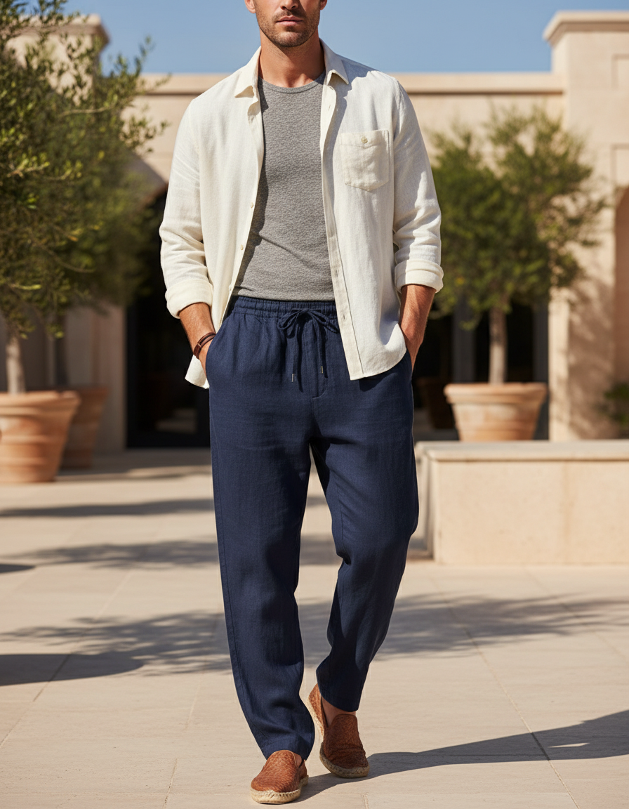 Pantalon Bleu Lin - Marine