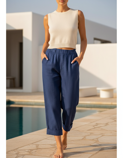 Pantalon Bleu Marine Lin