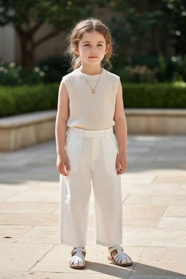 Pantalon En Lin Enfant - Blanc