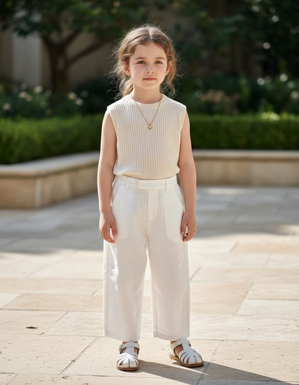 Pantalon En Lin Enfant - Blanc