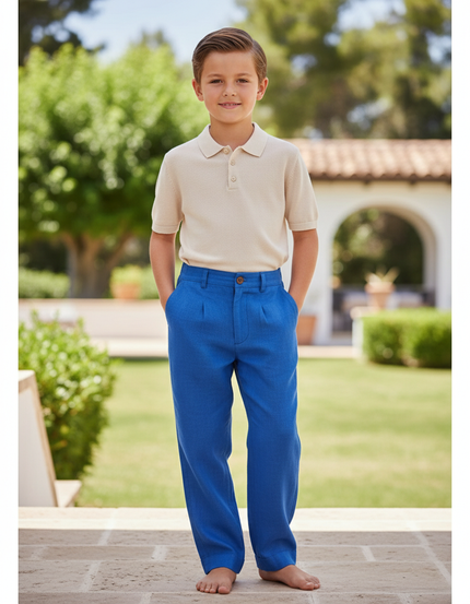 Pantalon Lin Bleu Electrique