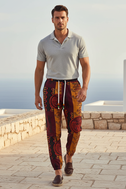 Pantalon Lin Imprimé - Multicolore