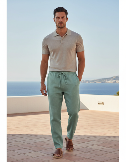 Pantalon Lin Vert D'eau