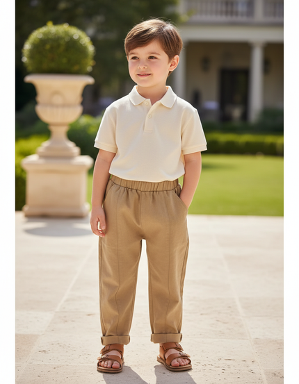 Pantalon En Lin Kaki Ample Décontracté Enfant 1-6 Ans