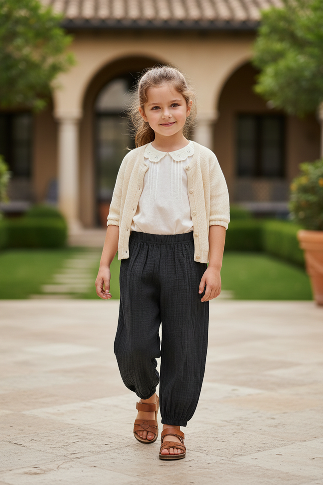 Pantalon En Lin Noir Enfant