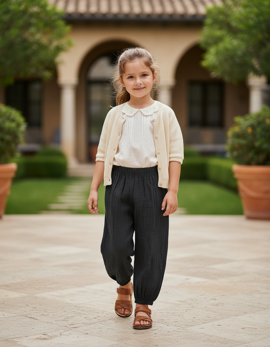 Pantalon En Lin Noir Enfant