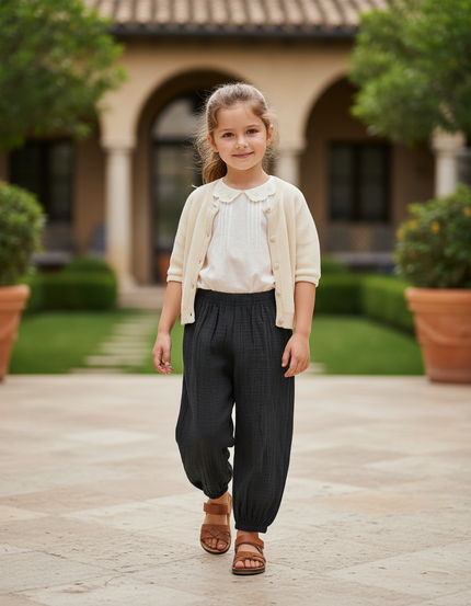 Pantalon En Lin Noir Enfant