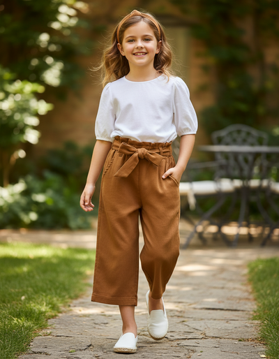 Pantalon En Lin Cropped