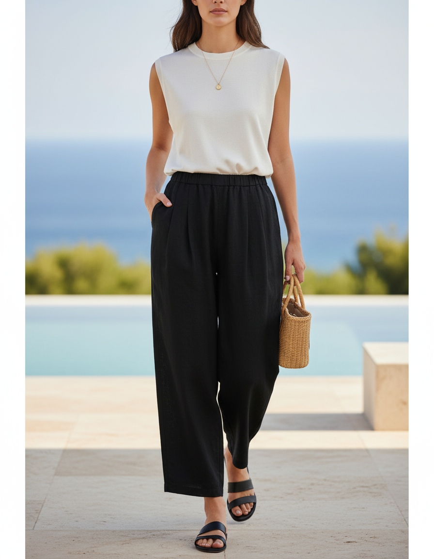 Pantalon Lin Bio - Noir