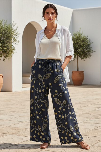 Pantalon Lin Doré - Marine