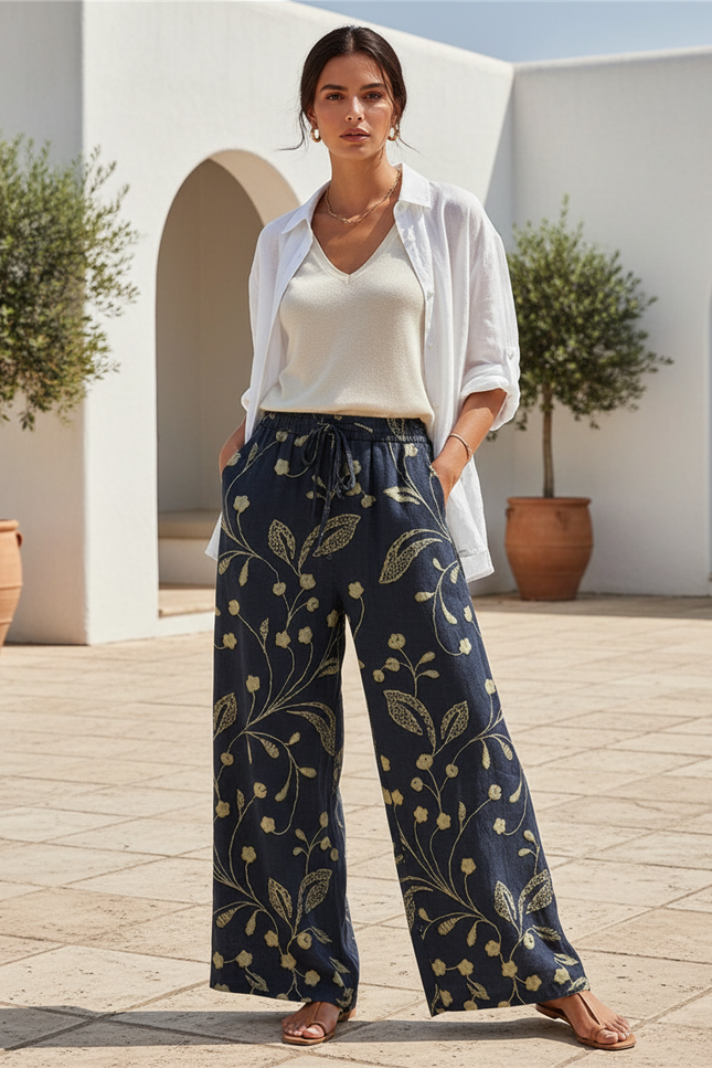 Pantalon Lin Doré - Marine