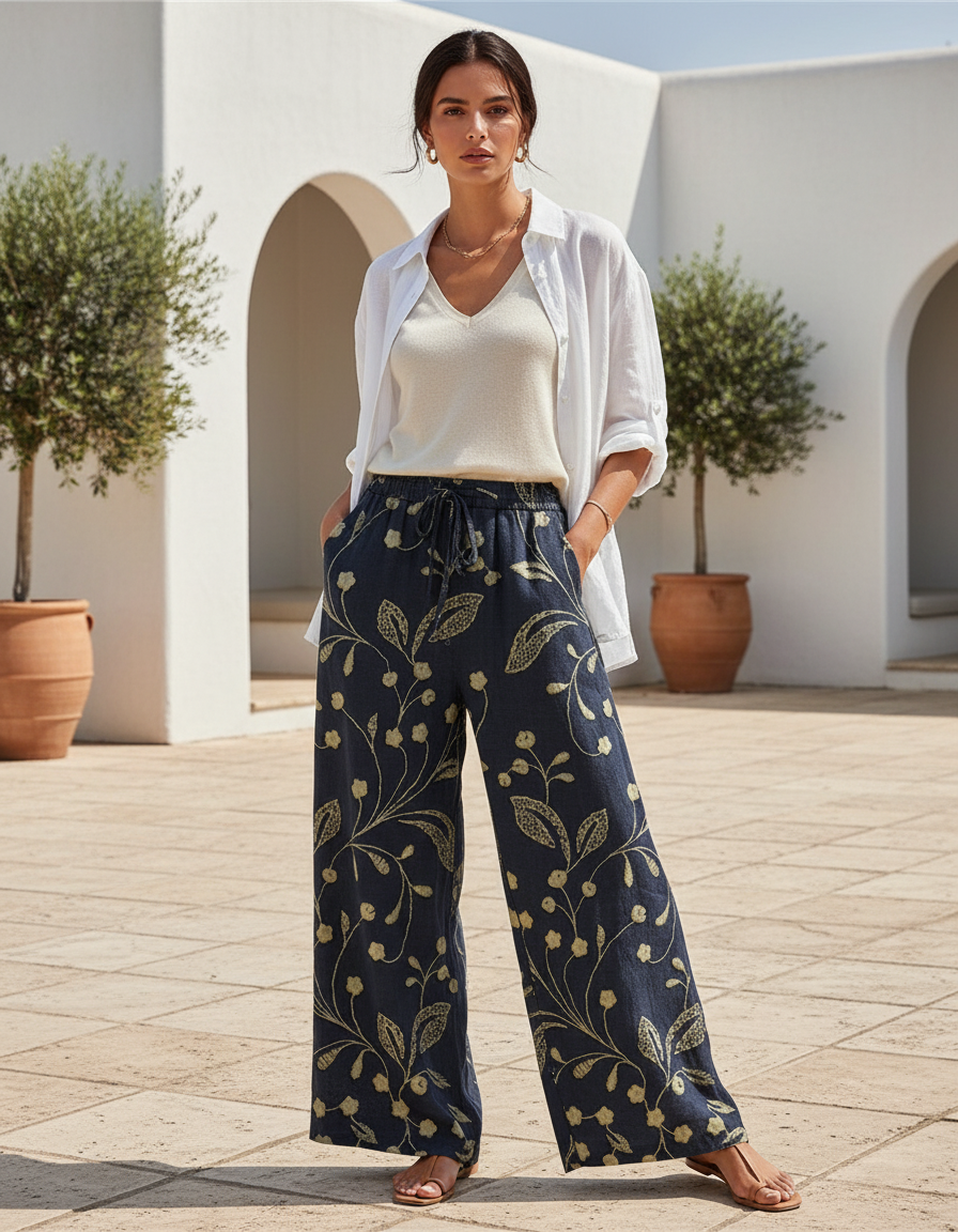 Pantalon Lin Doré - Marine