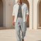 Pantalon En Lin Gris, Ample, Décontracté, Cordon, Confortable