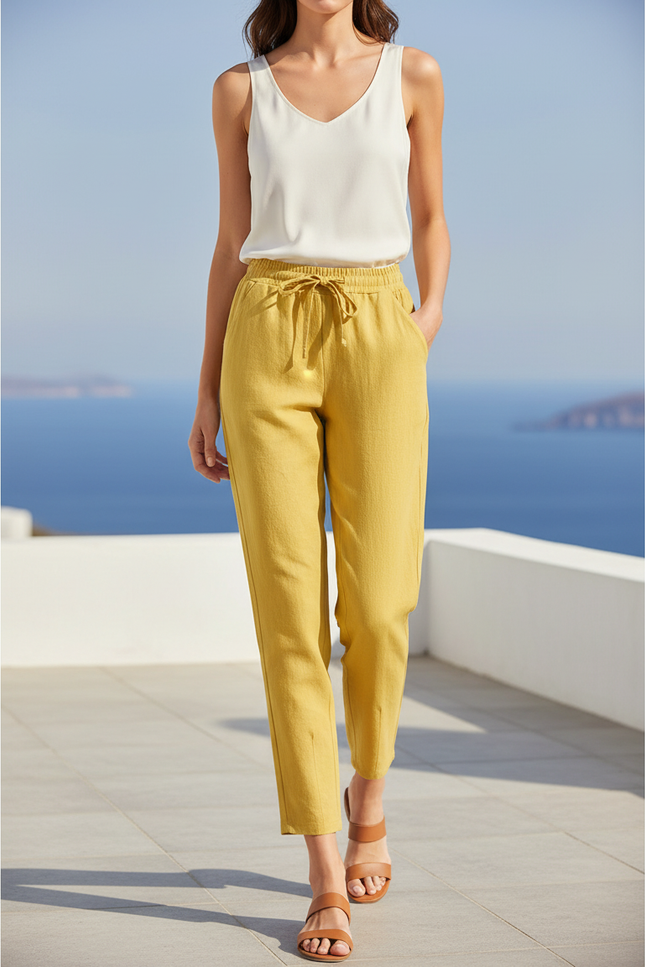 Lin Pantalon Été Femme - Jaune