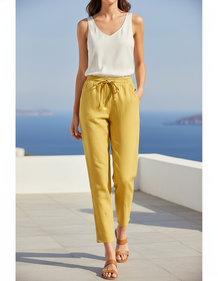 Lin Pantalon Été Femme - Jaune
