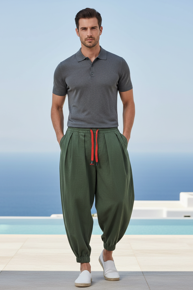 Pantalon Lin Homme Oversize - Kaki