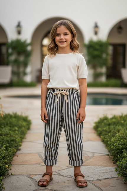 Pantalon Lin Rayures - Imprimé