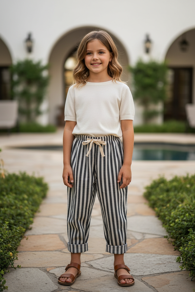 Pantalon Lin Rayures - Imprimé