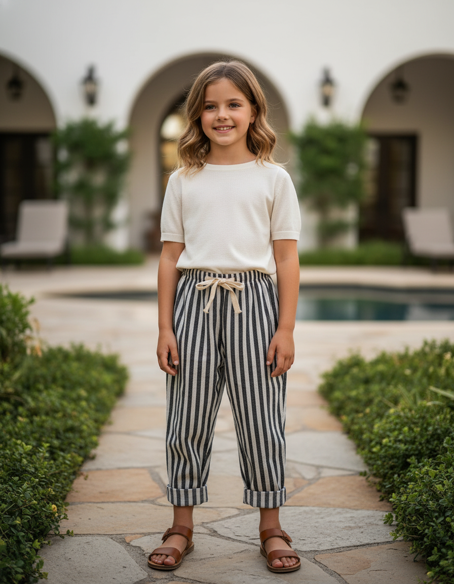 Pantalon Lin Rayures - Imprimé