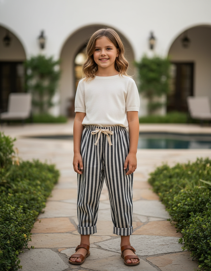 Pantalon Lin Rayures - Imprimé