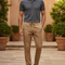 Pantalon En Lin Homme Beige Décontracté Cordon