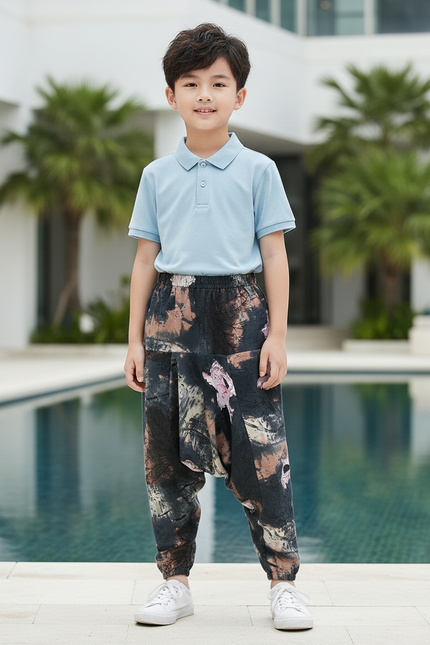 Pantalon En Lin Harem Imprimé Floral Ample Garçon