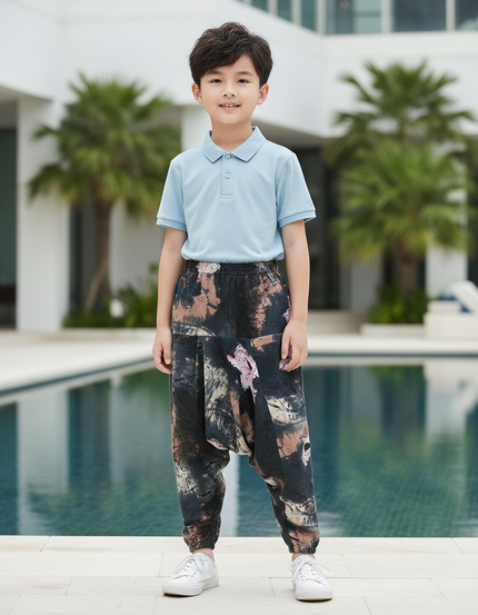Pantalon En Lin Harem Imprimé Floral Ample Garçon