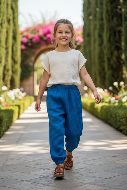 Pantalon Lin Bleu Roi