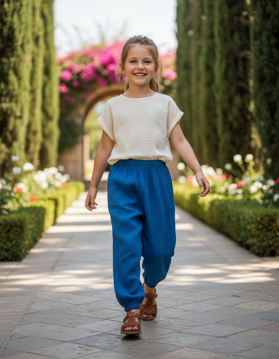 Pantalon Lin Bleu Roi