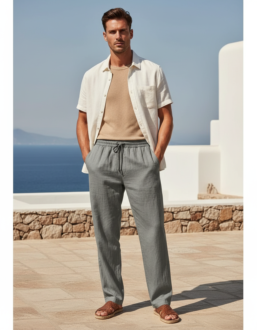 Pantalon Pur Lin Homme - Gris